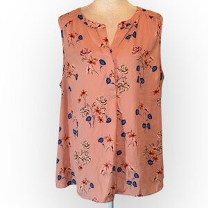 Daniel Rainn pink sleeveless lightweight floral blouse shirt
